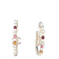 Chanel CC Pearl Gem Hoop Earrings