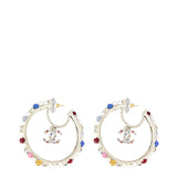 Chanel CC Pearl Gem Hoop Earrings