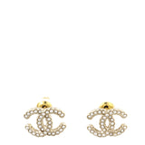 Chanel CC Pearl Stud Earrings