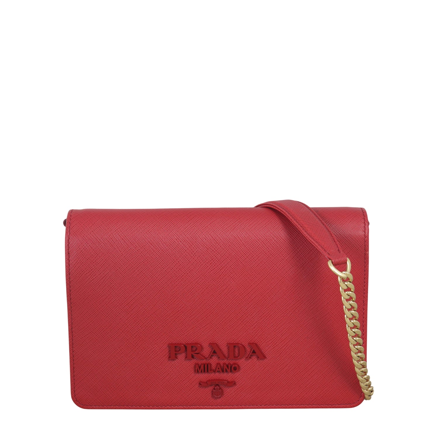 Prada Monochrome Saffiano Wallet on Chain