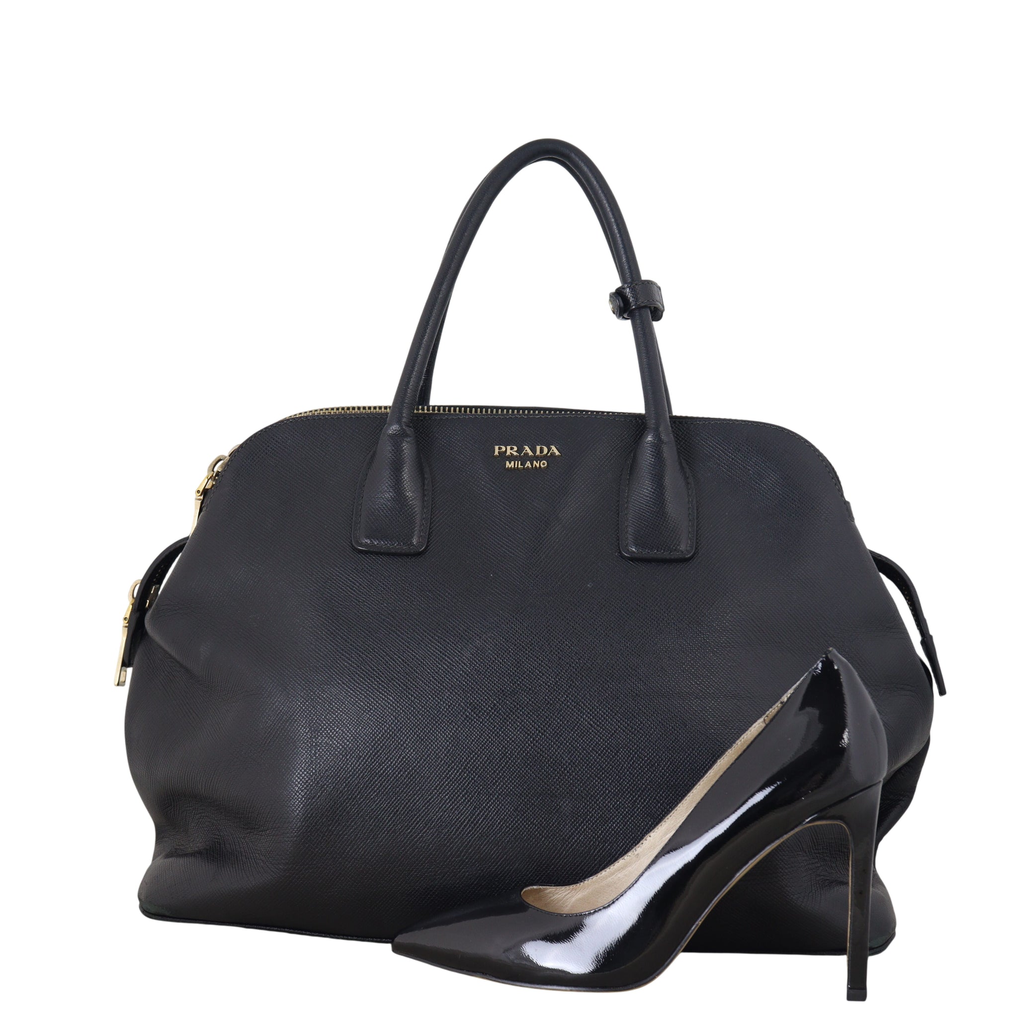 Prada Saffiano Cuir Triple Zip Dome Bag