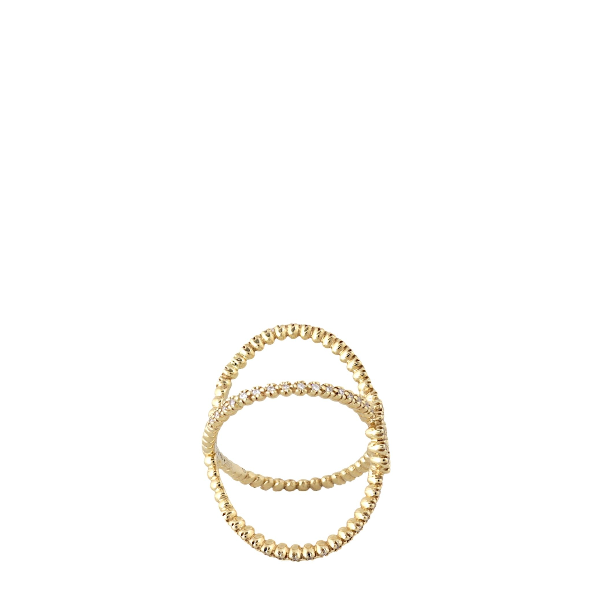 Gucci GG Running X Diamond 18k Yellow Gold Ring