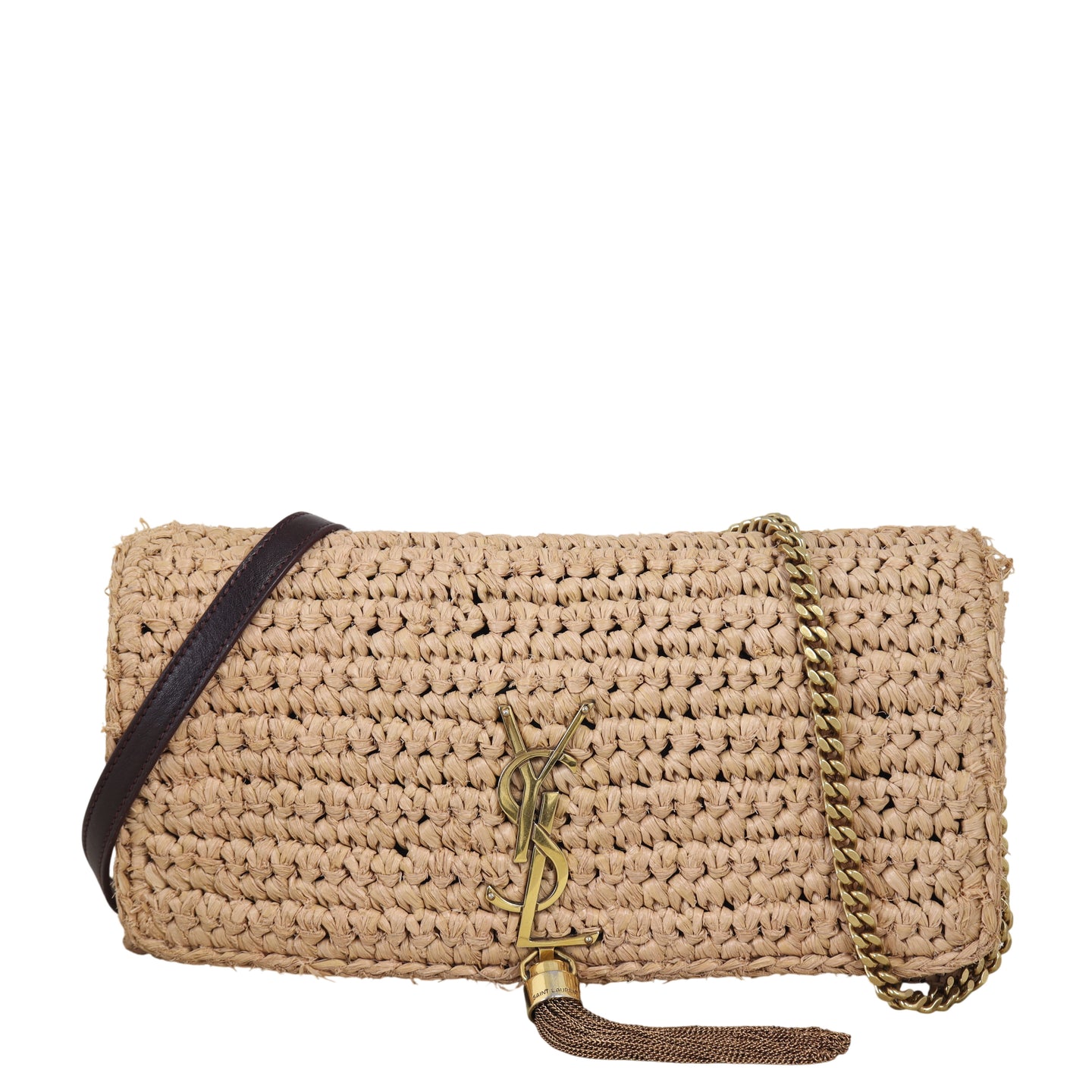 Saint Laurent Kate 99 Tassel Chain Bag Raffia