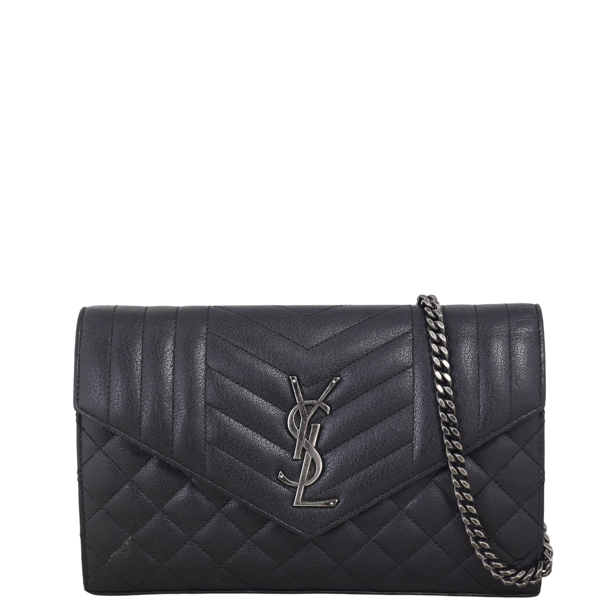 Saint Laurent Monogram Mix Matelasse Envelope Wallet on Chain