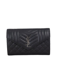 Saint Laurent Monogram Mix Matelasse Envelope Wallet on Chain