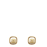 Chanel Square CC Pearl Resin Stud Earrings