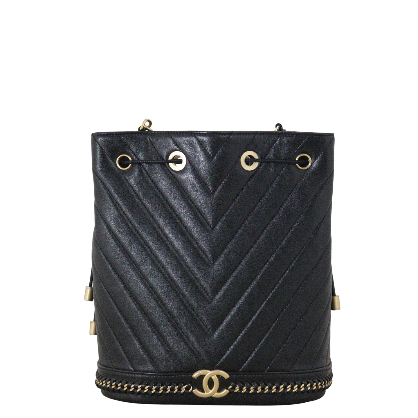 Chanel Paris Cosmopolite Bucket Bag Chevron