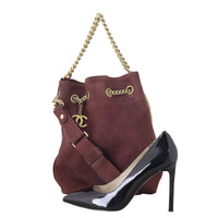 Chanel Paris-Rome On My Shoulder Bucket Bag Suede