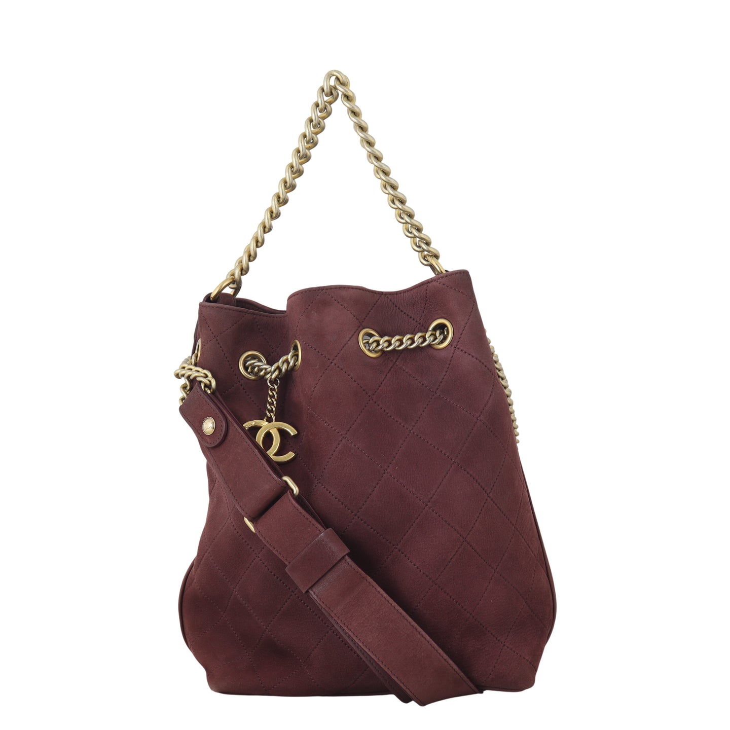 Chanel Paris-Rome On My Shoulder Bucket Bag Suede