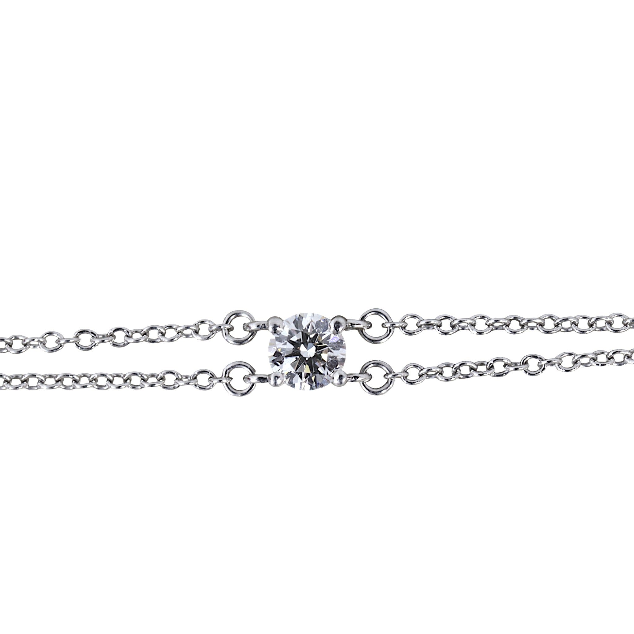 Tiffany & Co Solitaire Diamond Platinum Double Chain Bracelet
