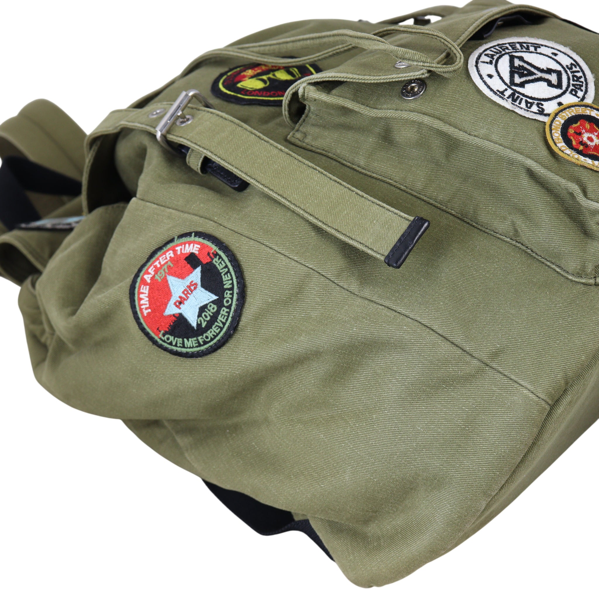 Saint Laurent Noe Canvas Multi Patch Backpack