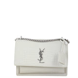 Saint Laurent Sunset Medium Croc-Embossed