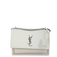 Saint Laurent Sunset Medium Croc-Embossed