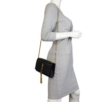 Saint Laurent Kate Tassel Chain Bag Small Croc-Embossed
