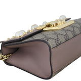 Gucci GG Supreme Padlock Small Shoulder Bag Pearl Studs