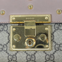 Gucci GG Supreme Padlock Small Shoulder Bag Pearl Studs