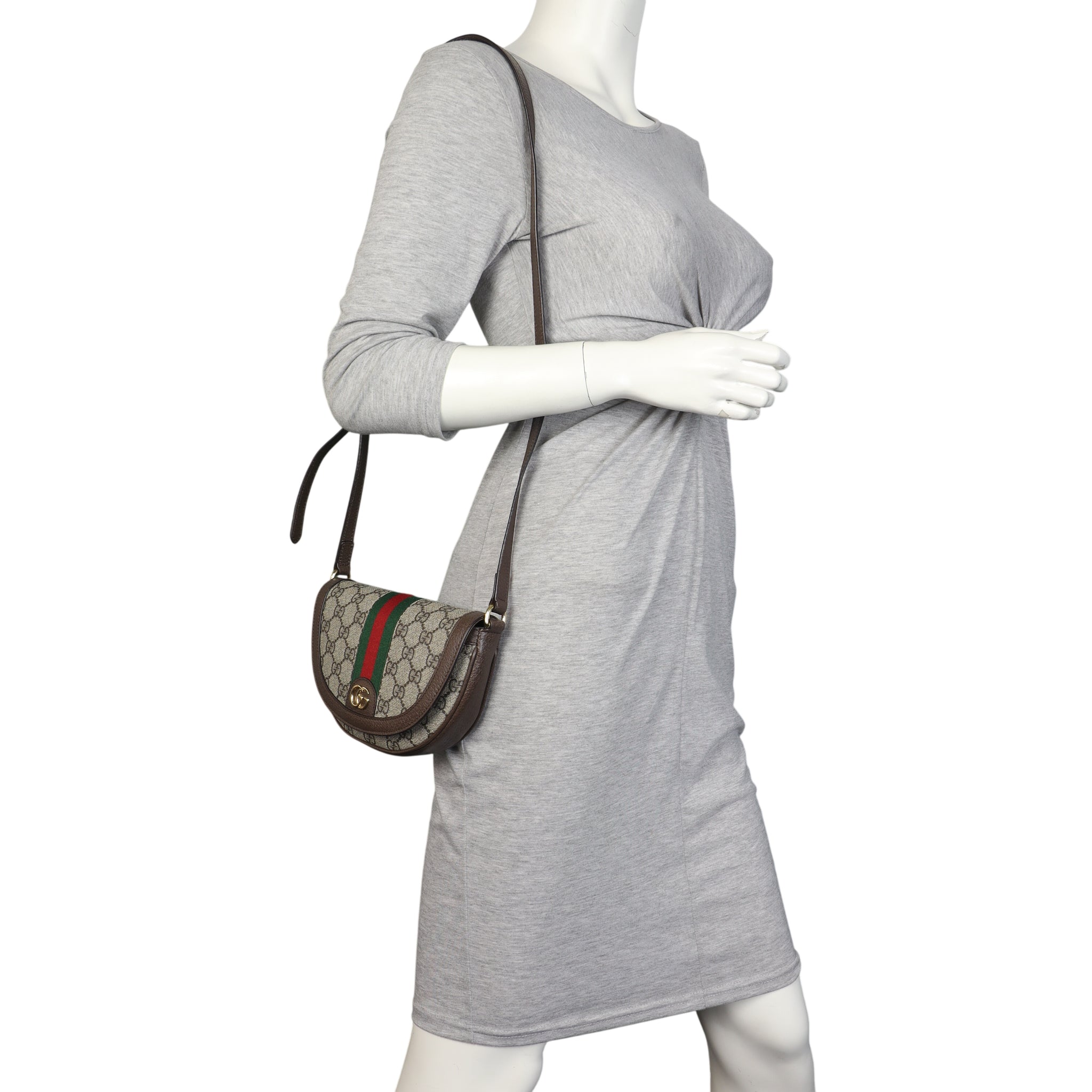 Gucci Ophidia GG Supreme Half Moon Shoulder Bag