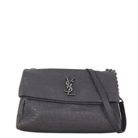 Saint Laurent West Hollywood Medium Croc-Embossed