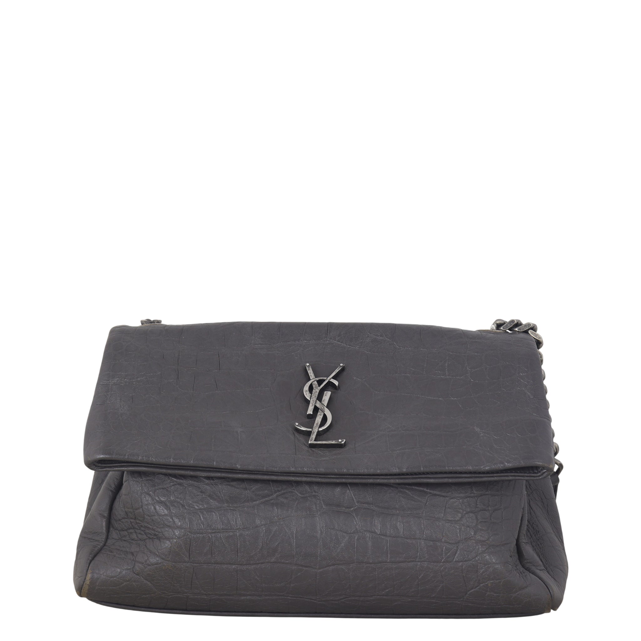 Saint Laurent West Hollywood Medium Croc-Embossed