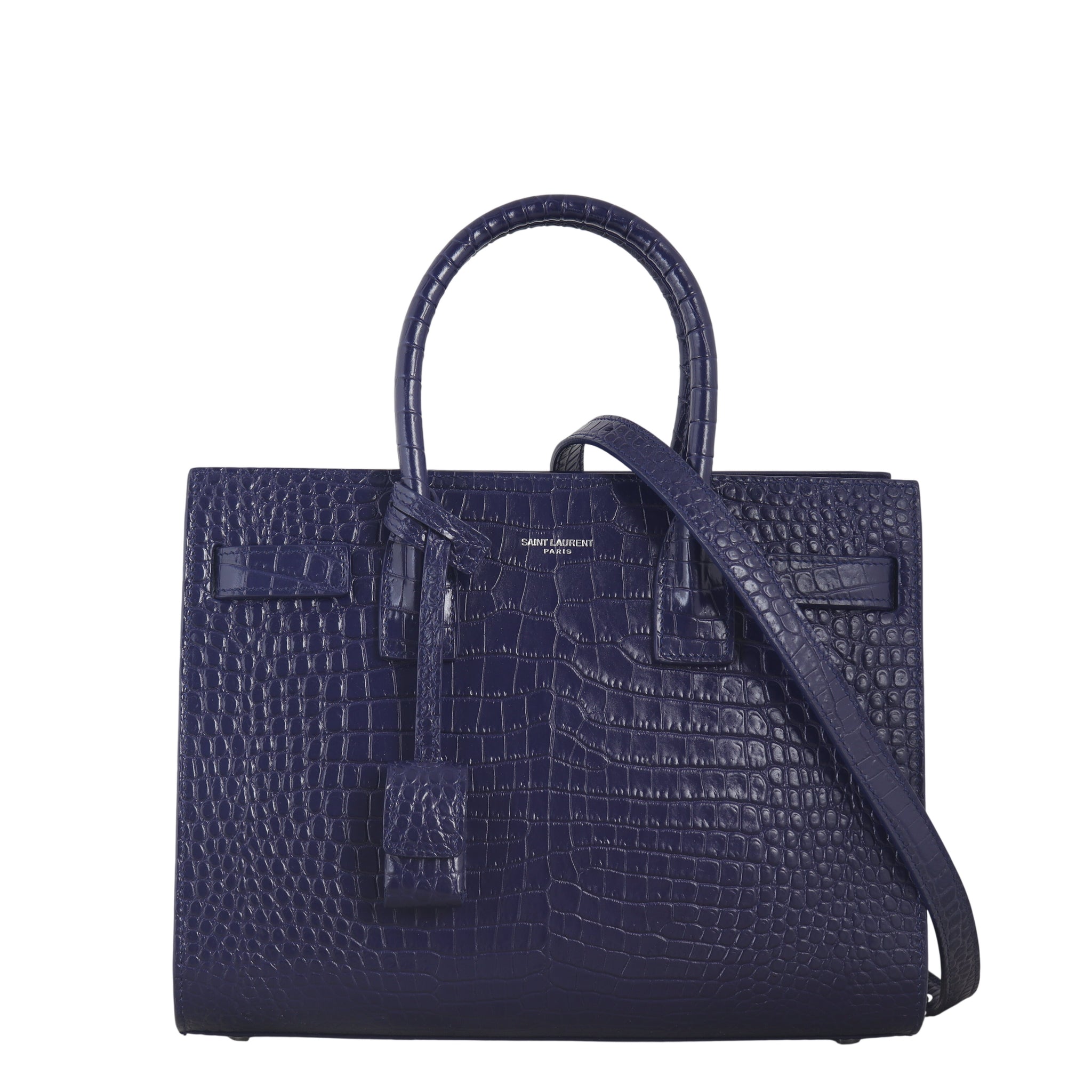 Saint Laurent Sac de Jour Baby Croc-Embossed