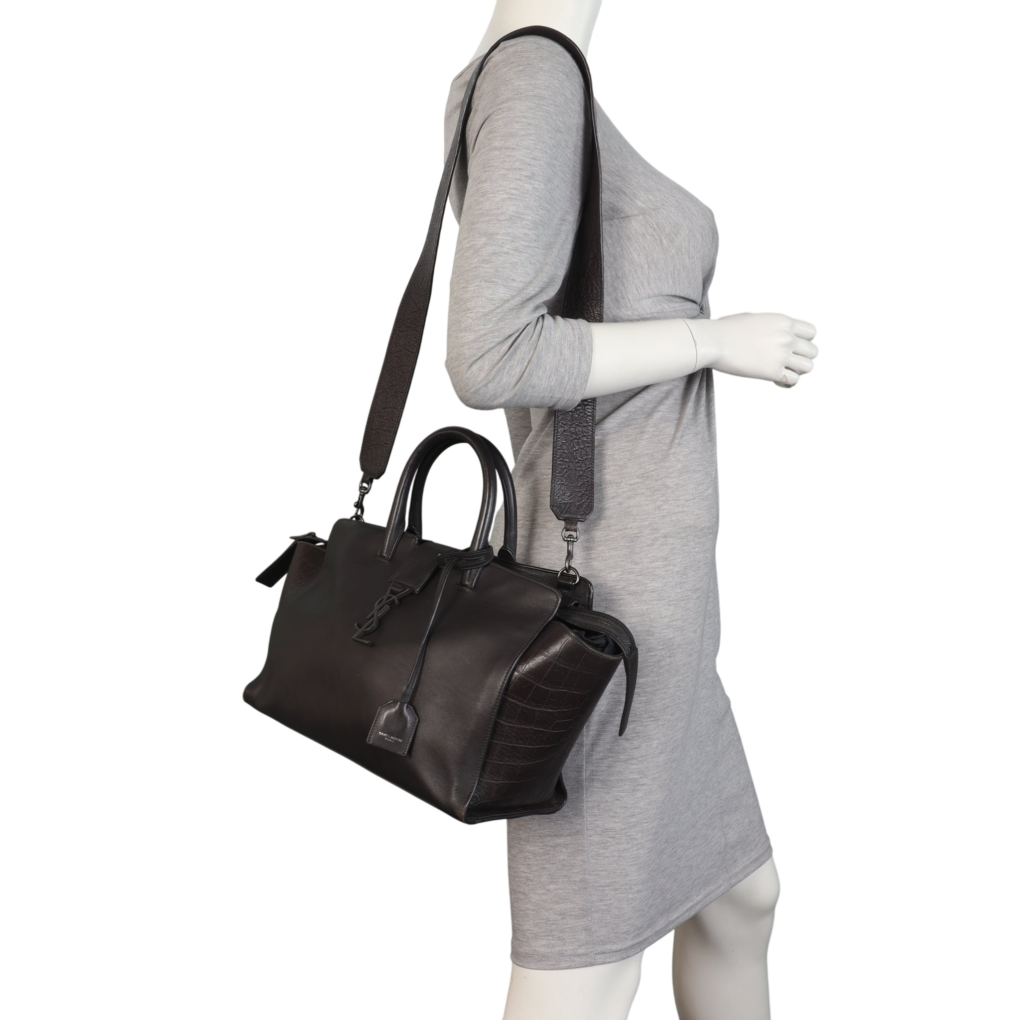 Saint Laurent Downtown Cabas Croc-Embossed