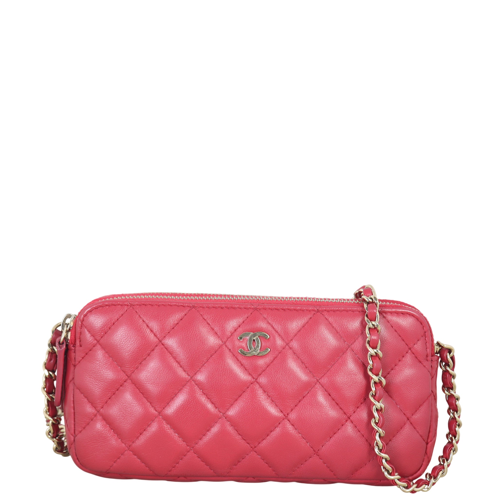 Chanel CC Double Zip Clutch with Chain