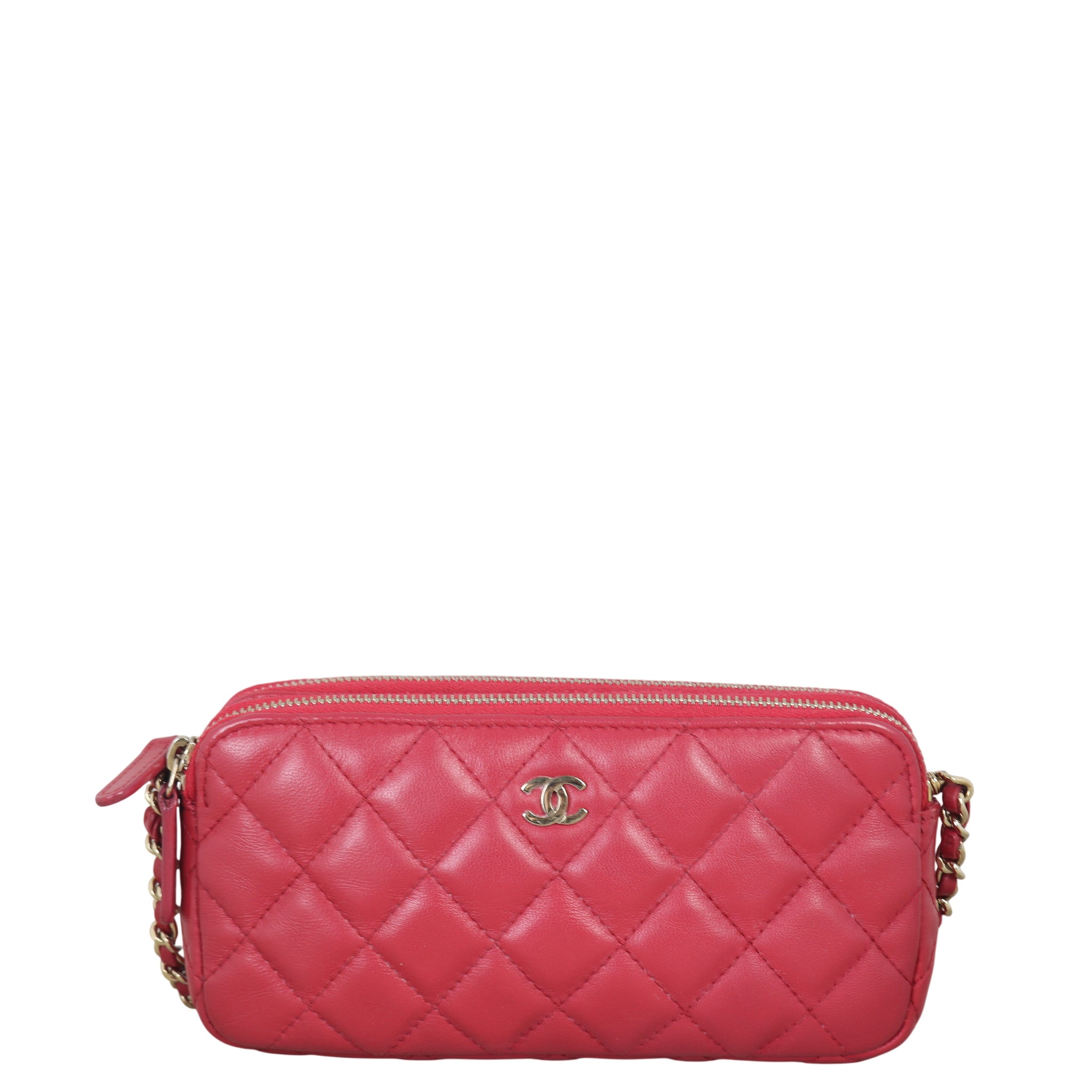 Chanel CC Double Zip Clutch with Chain