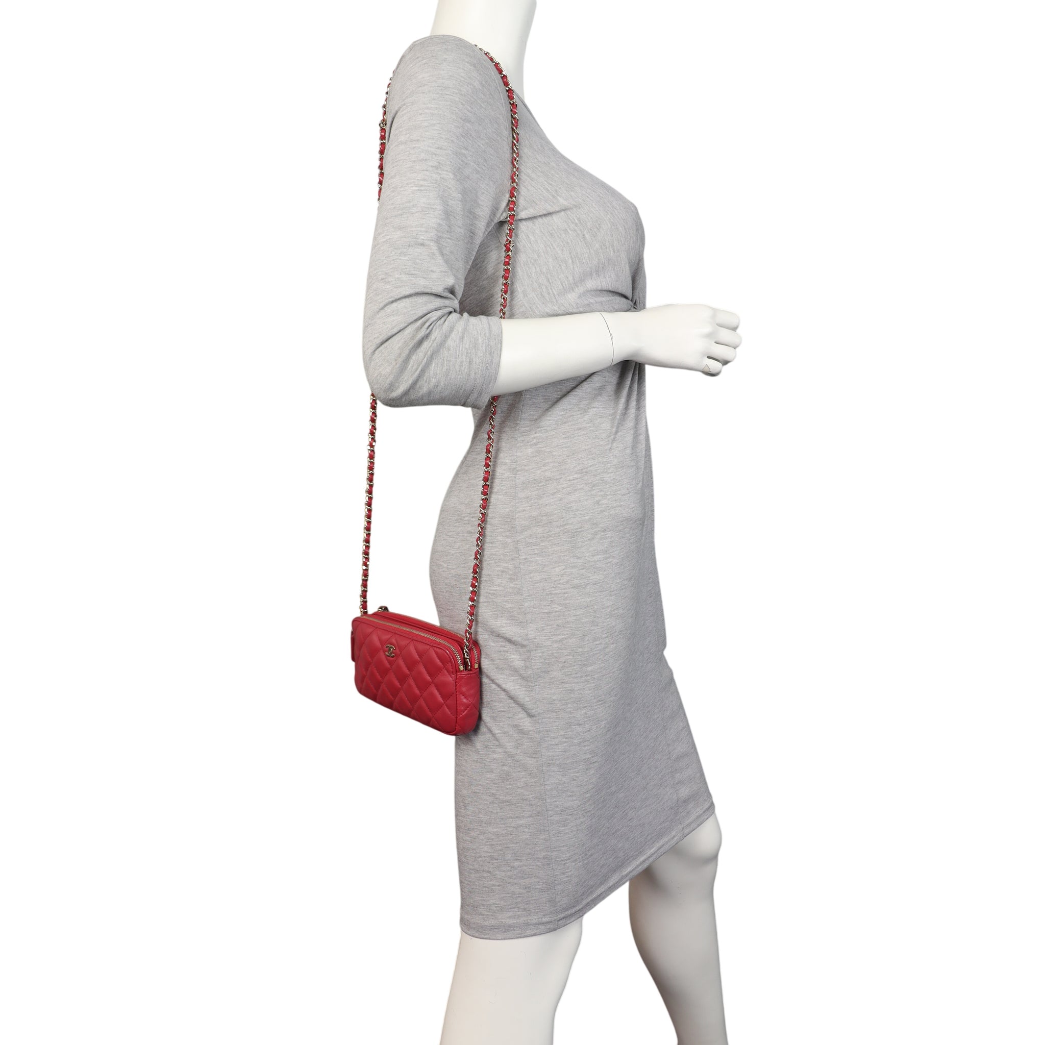 Chanel CC Double Zip Clutch with Chain