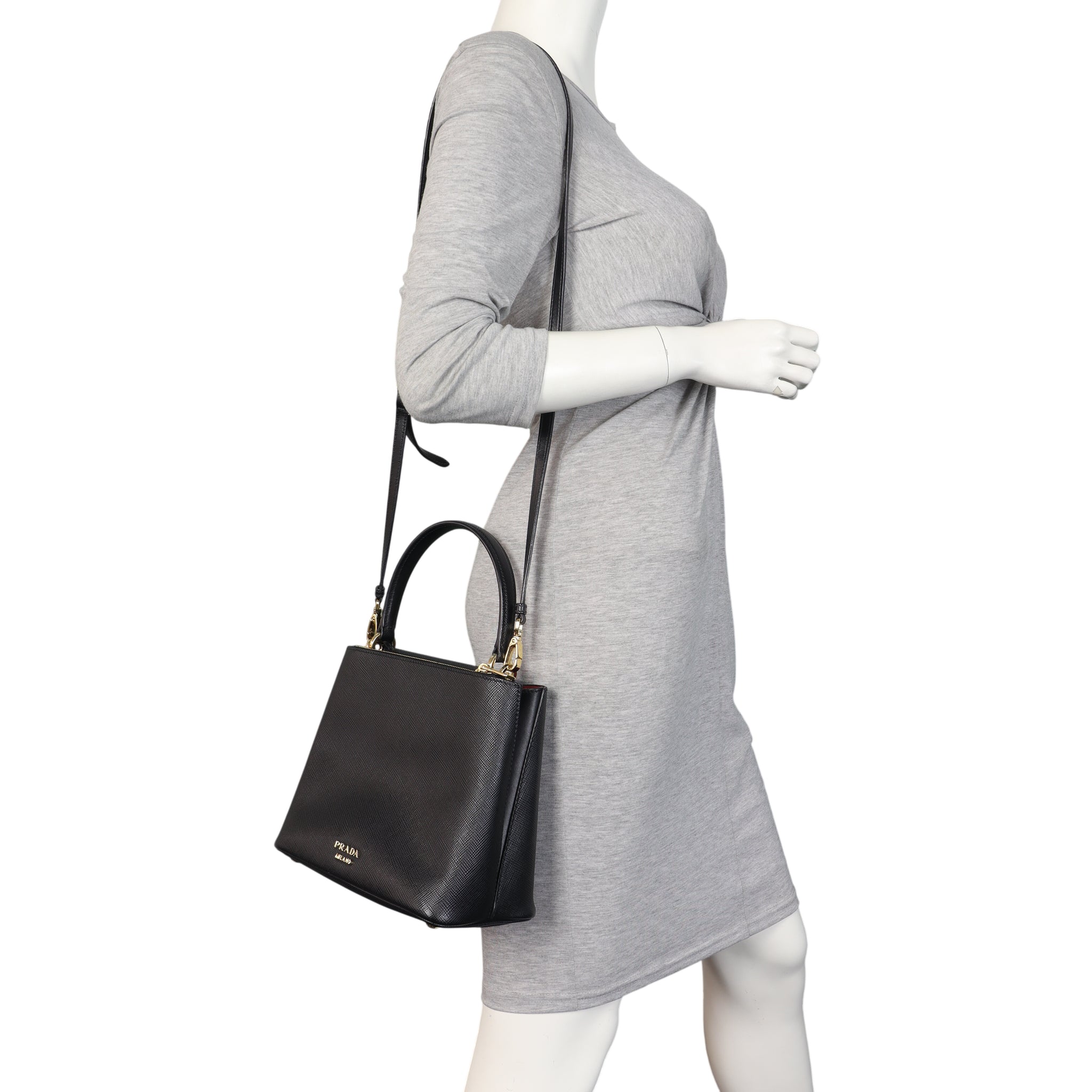 Prada Saffiano Cuir Ingrid Top Handle Bag