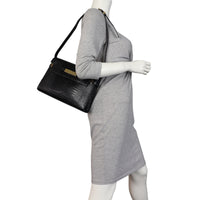 Saint Laurent Manhattan Shoulder Bag Medium Croc Embossed