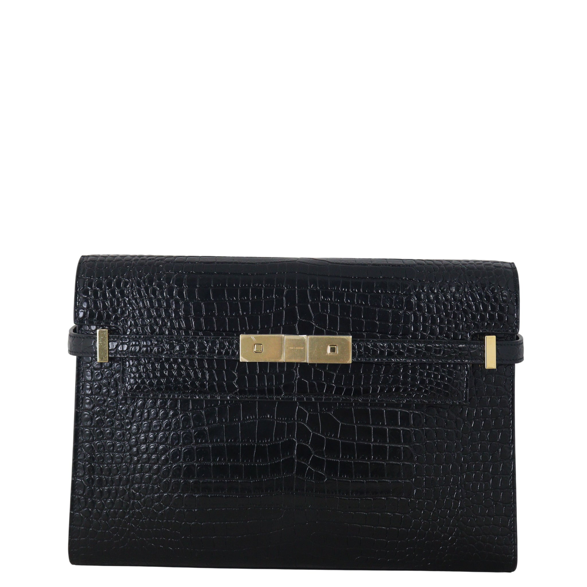 Saint Laurent Manhattan Shoulder Bag Medium Croc Embossed