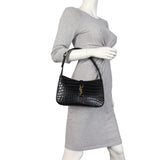 Saint Laurent Le 5 A 7 Hobo Croc-Embossed