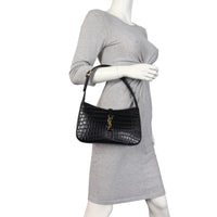 Saint Laurent Le 5 A 7 Hobo Croc-Embossed