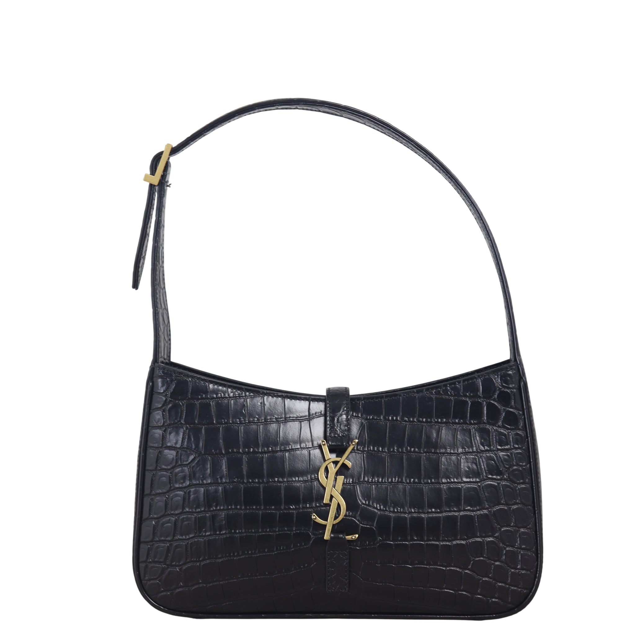 Saint Laurent Le 5 A 7 Hobo Croc-Embossed