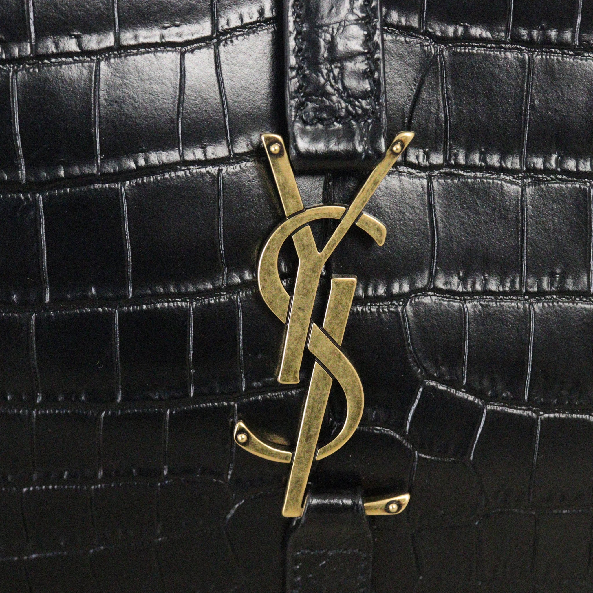 Saint Laurent Le 5 A 7 Hobo Croc-Embossed