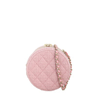 Chanel CC Tweed Mini Round Clutch with Chain