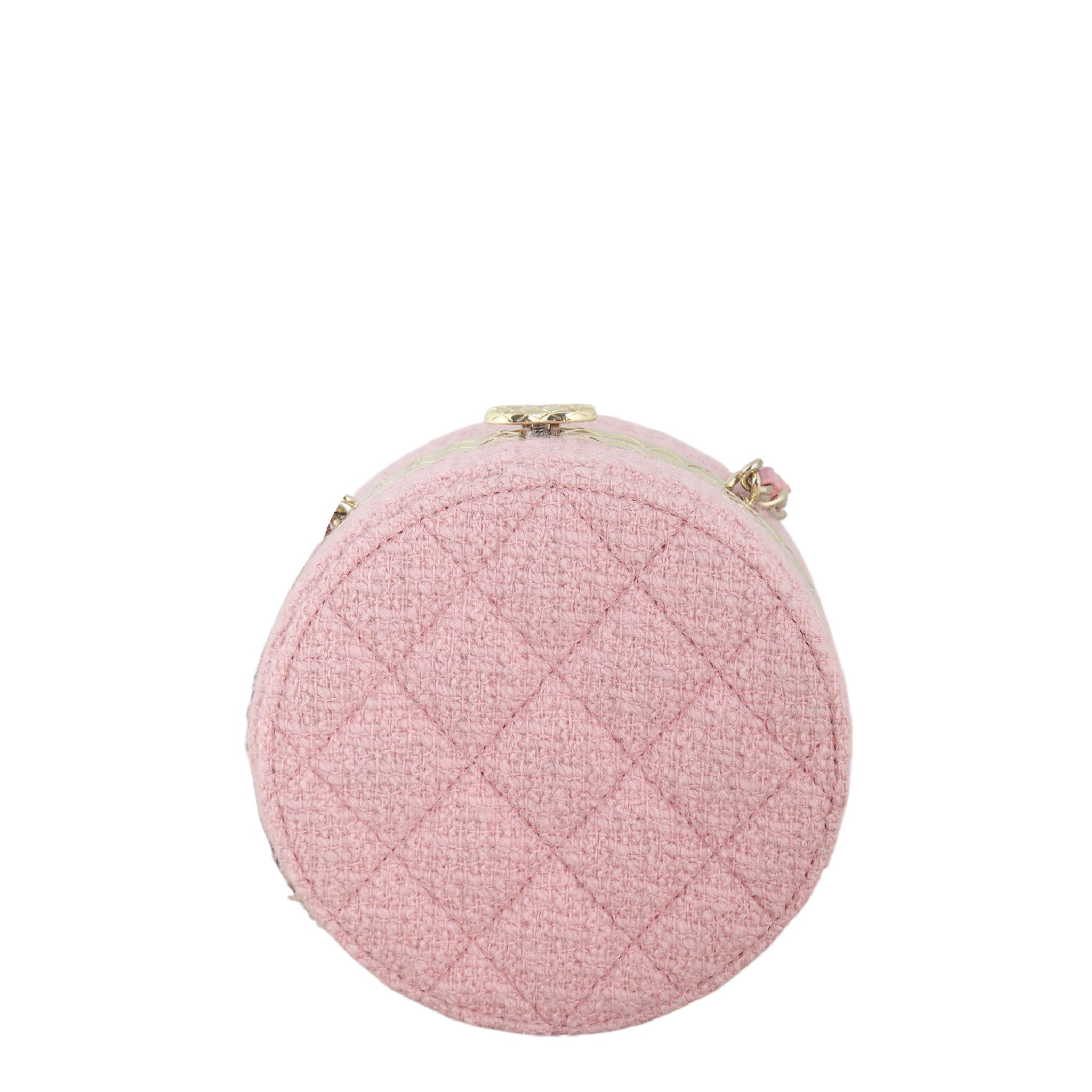Chanel CC Tweed Mini Round Clutch with Chain