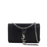Saint Laurent Kate Tassel Chain Bag Small Croc-Embossed