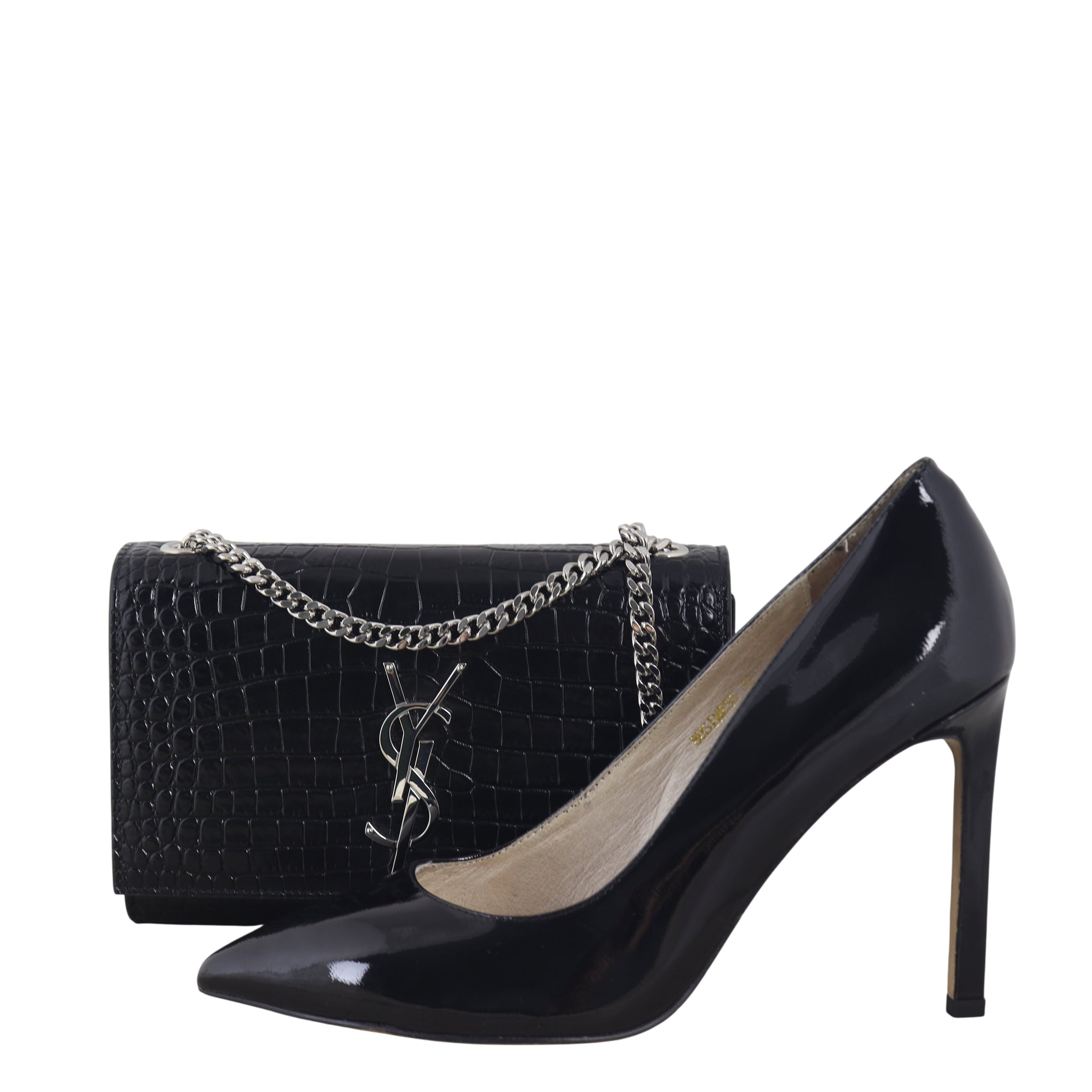 Saint Laurent Kate Tassel Chain Bag Small Croc-Embossed