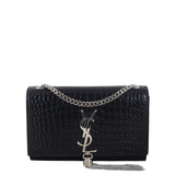 Saint Laurent Kate Tassel Chain Bag Small Croc-Embossed