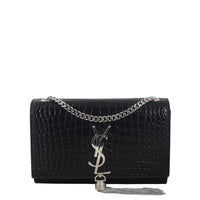 Saint Laurent Kate Tassel Chain Bag Small Croc-Embossed