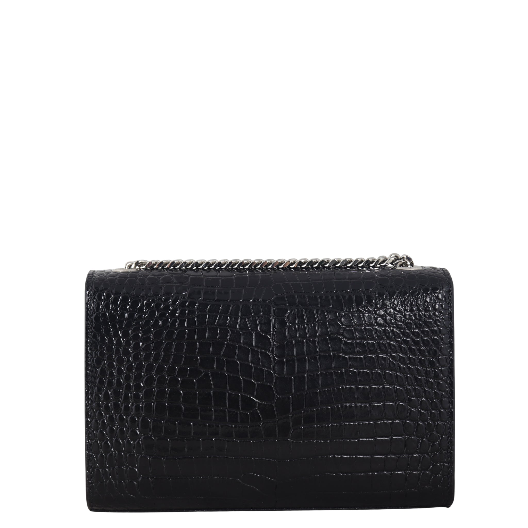 Saint Laurent Kate Tassel Chain Bag Small Croc-Embossed