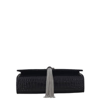Saint Laurent Kate Tassel Chain Bag Small Croc-Embossed