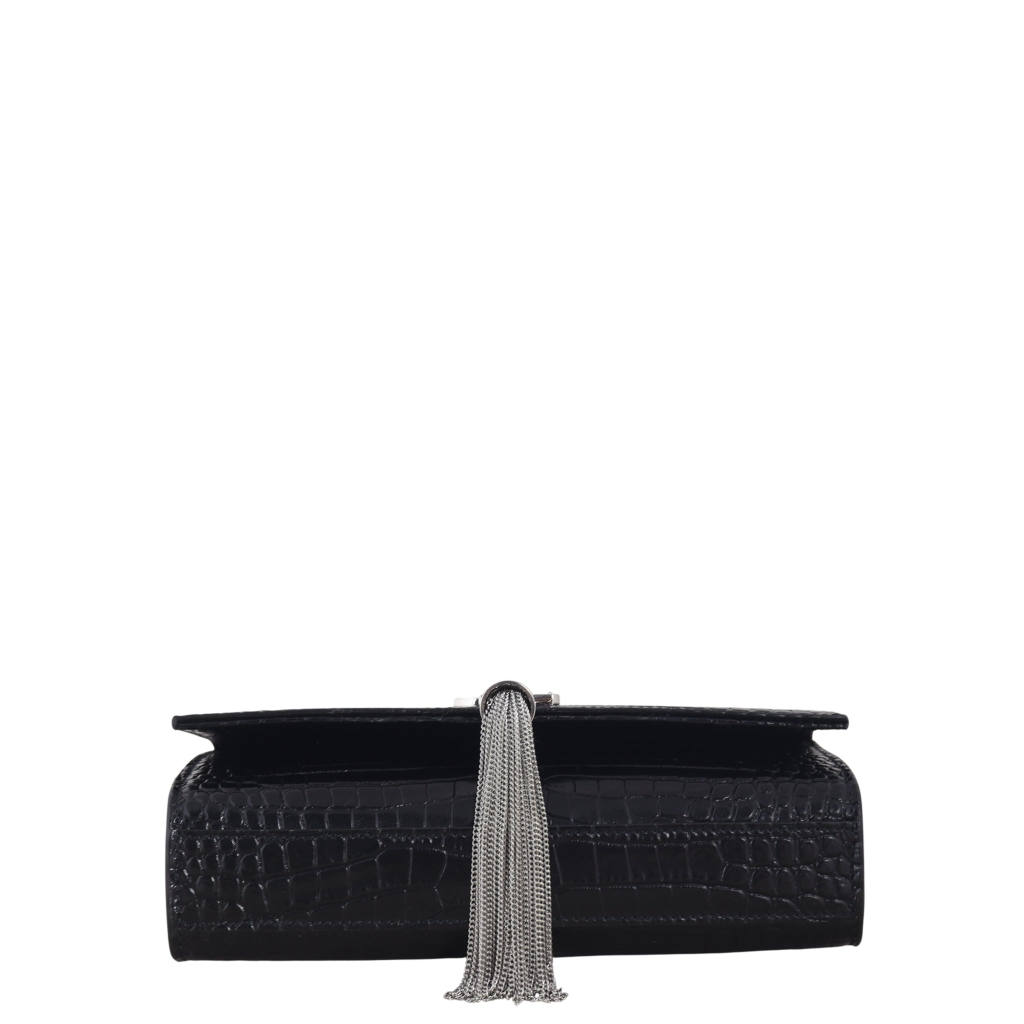 Saint Laurent Kate Tassel Chain Bag Small Croc-Embossed