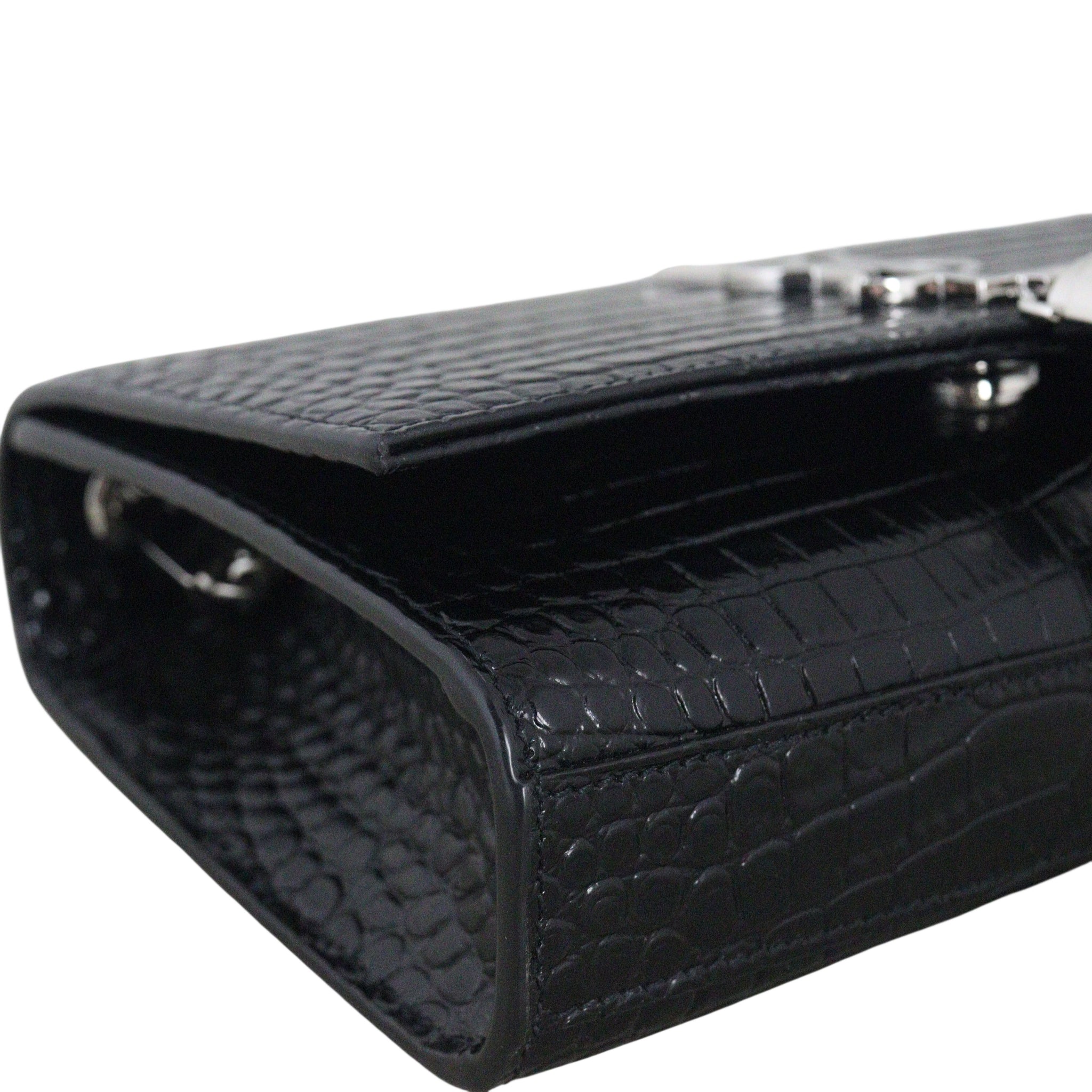 Saint Laurent Kate Tassel Chain Bag Small Croc-Embossed