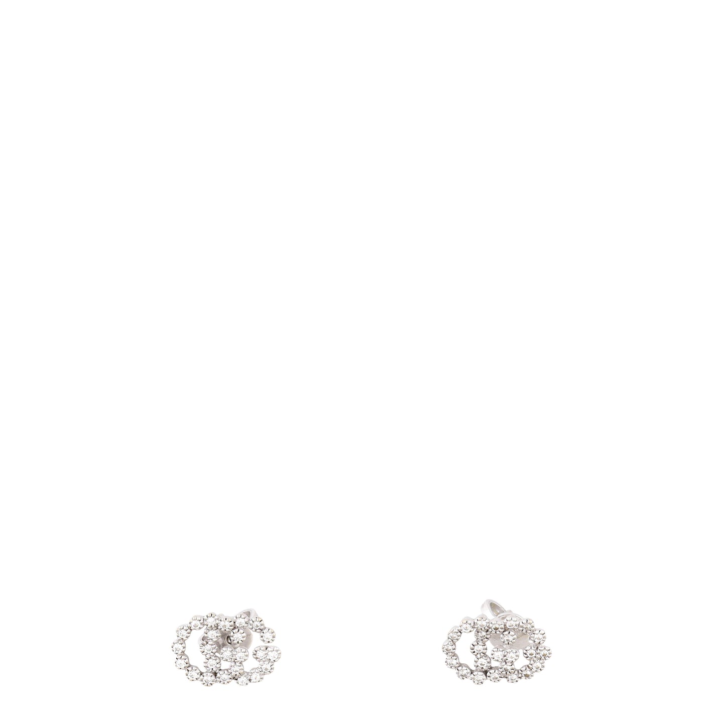 Gucci Interlocking G 18k White Gold Diamond Stud Earrings