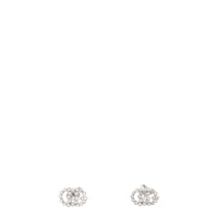 Gucci Interlocking G 18k White Gold Diamond Stud Earrings