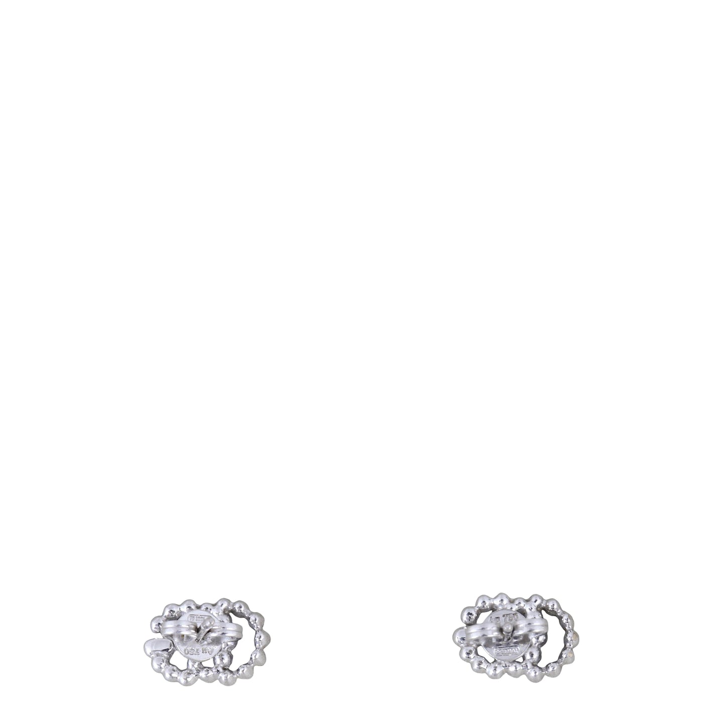 Gucci Interlocking G 18k White Gold Diamond Stud Earrings