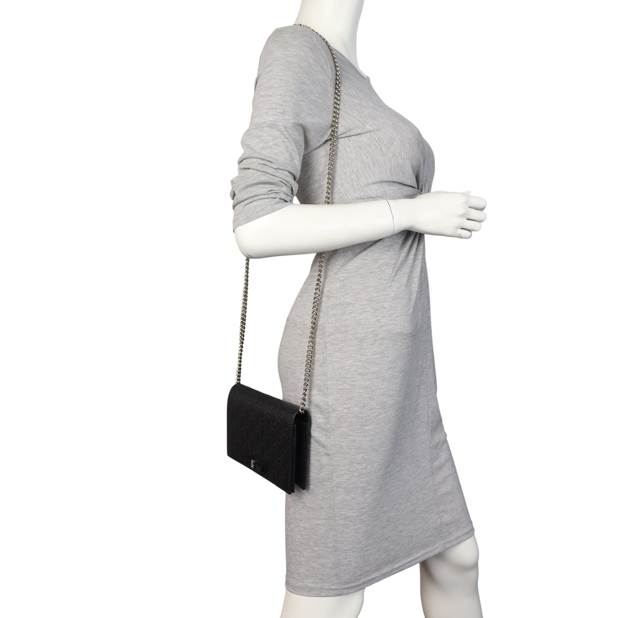 Gucci Guccissima Bow Wallet on Chain