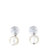 Chanel Crystal CC Pearl Drop Earrings